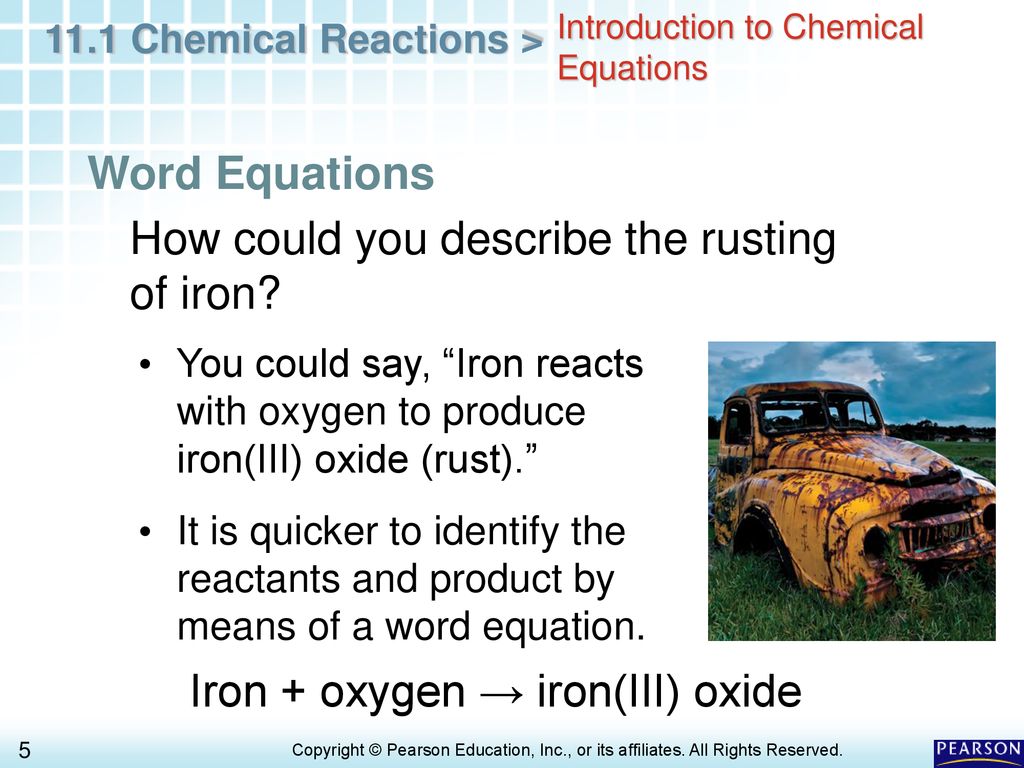 How could you describe the rusting of iron