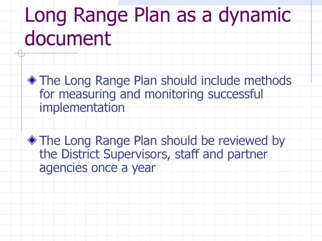 Long Range Plan as a dynamic document