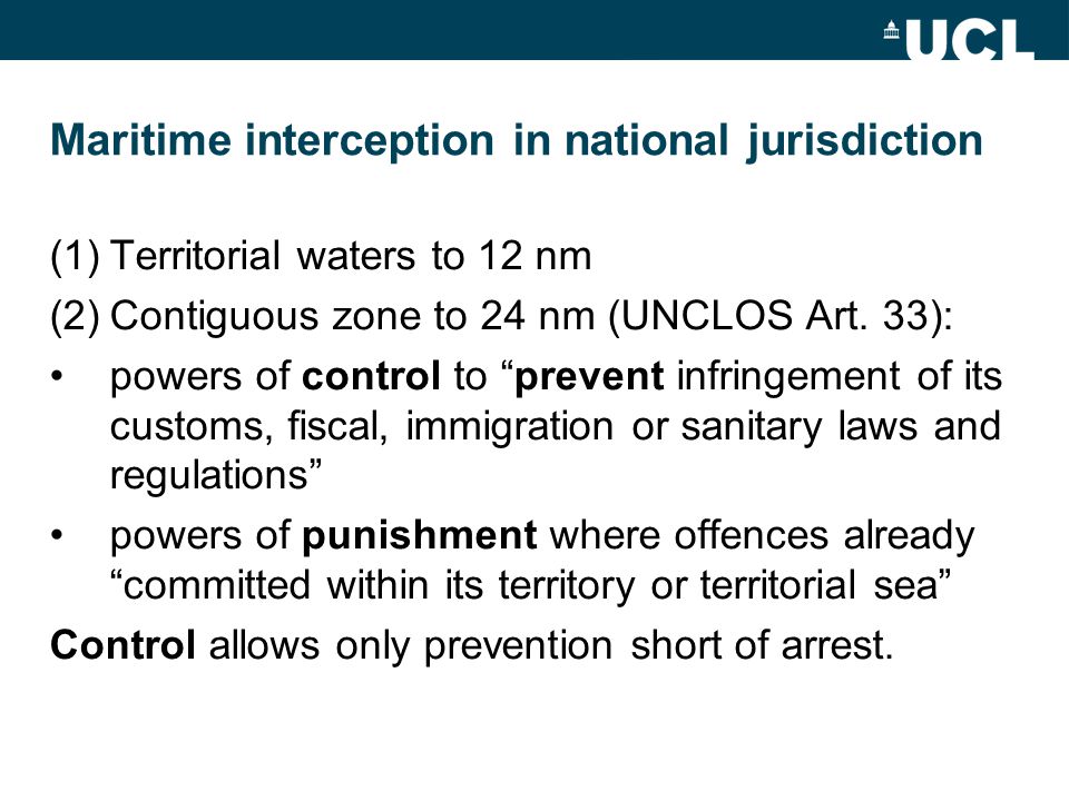 Maritime interception in national jurisdiction