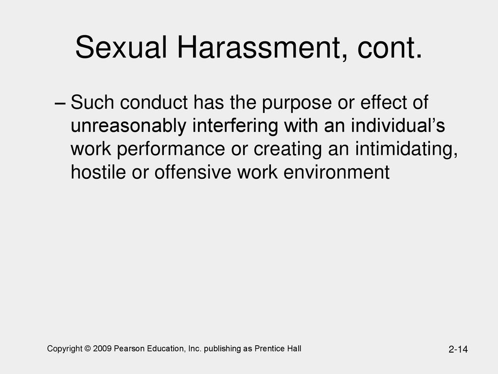 Sexual Harassment, cont.