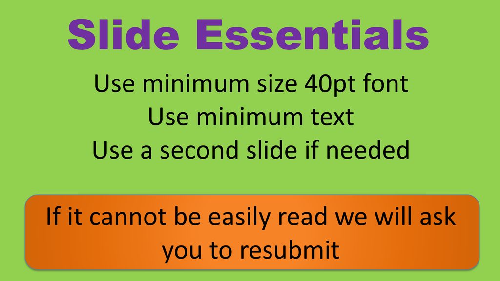 Slide essentials use minimum size 40pt font use minimum text ppt download