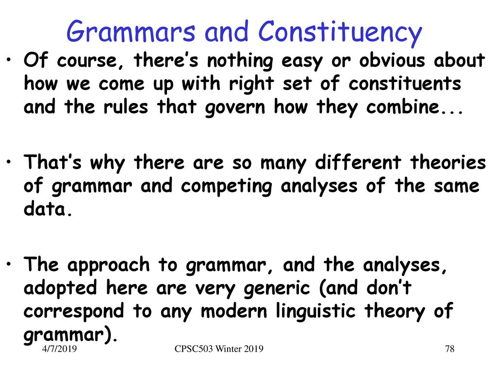 Grammars and Constituency