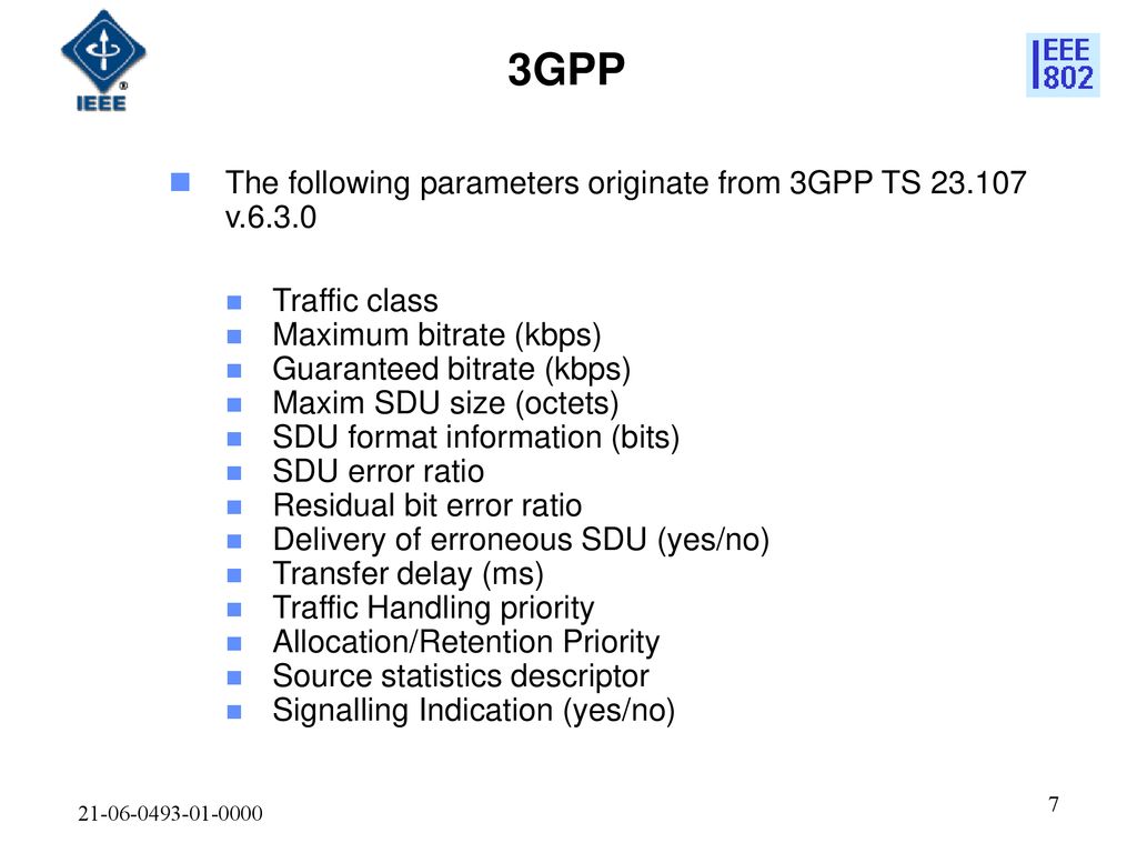 3GPP The following parameters originate from 3GPP TS v.6.3.0