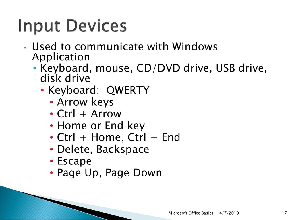 Input Devices Used to communicate with Windows Application