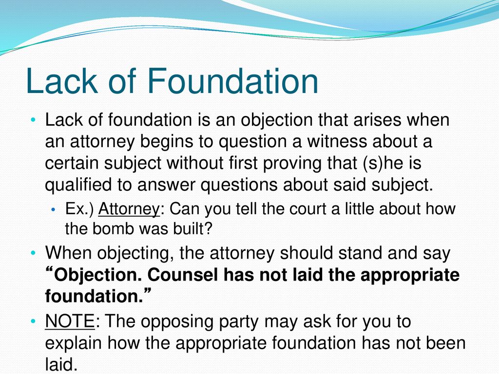 The basics of every objection allowed in the Mock Trial universe. - ppt  download