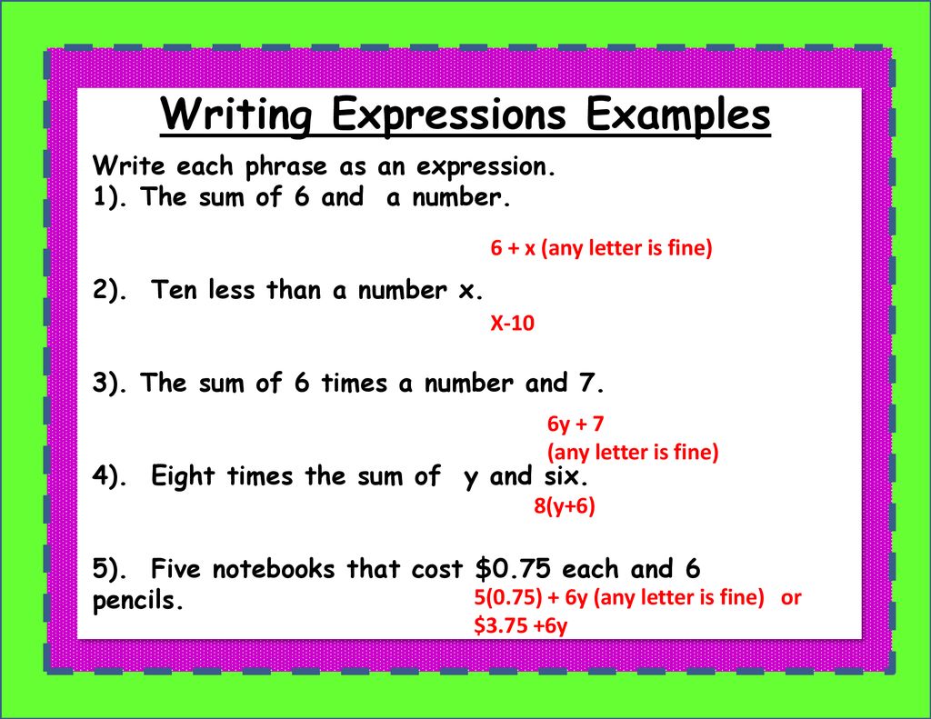 Writing Expressions and Equations - ppt download