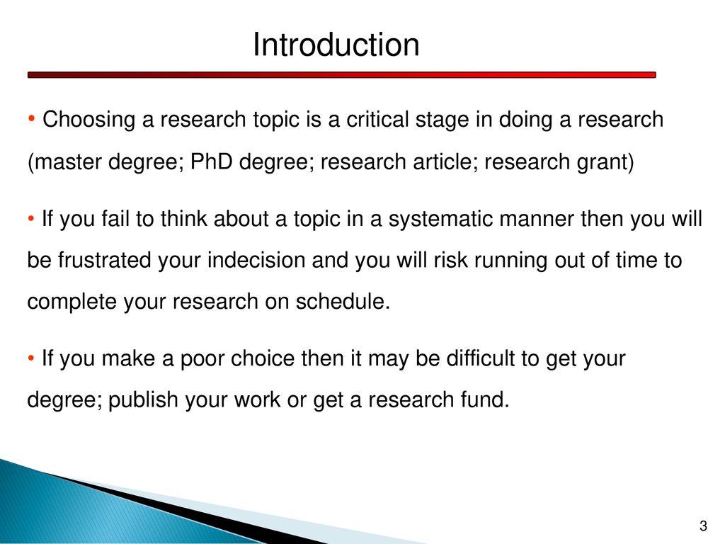 choosing a research topic for masters