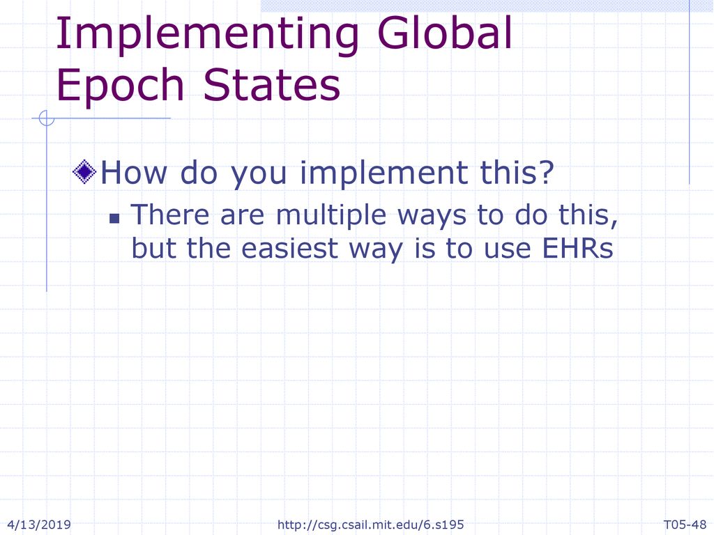 Implementing Global Epoch States
