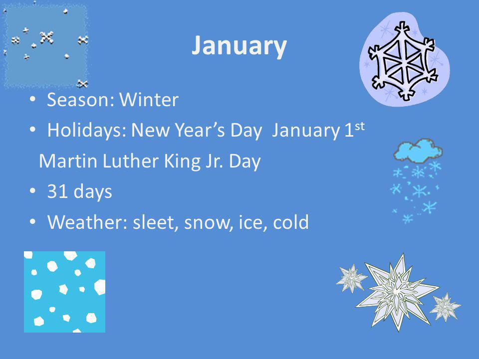 January Season: Winter Holidays: New Year’s Day January 1st