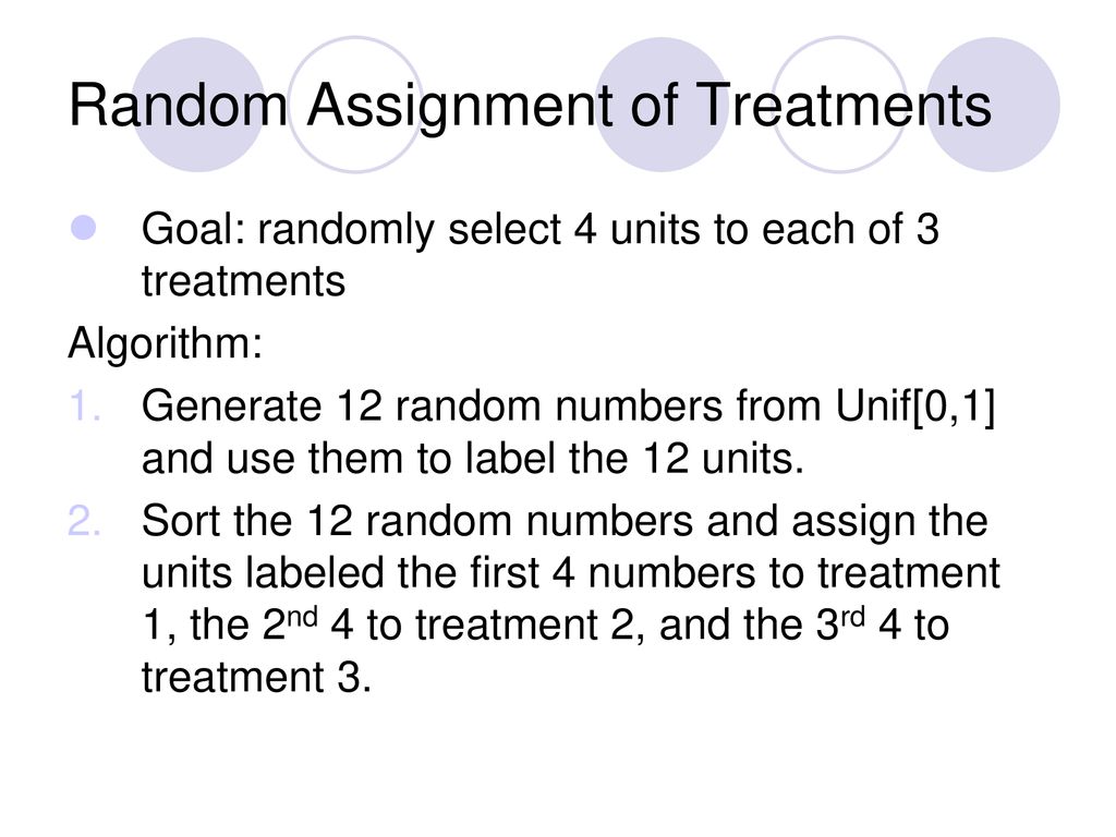 random assignment of units to treatments