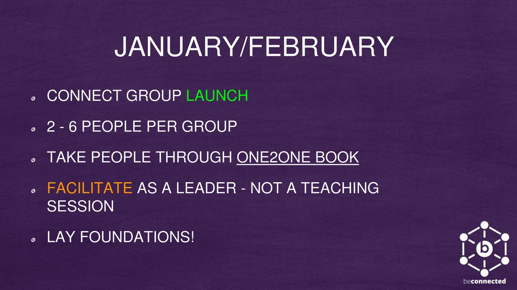 JANUARY/FEBRUARY CONNECT GROUP LAUNCH PEOPLE PER GROUP