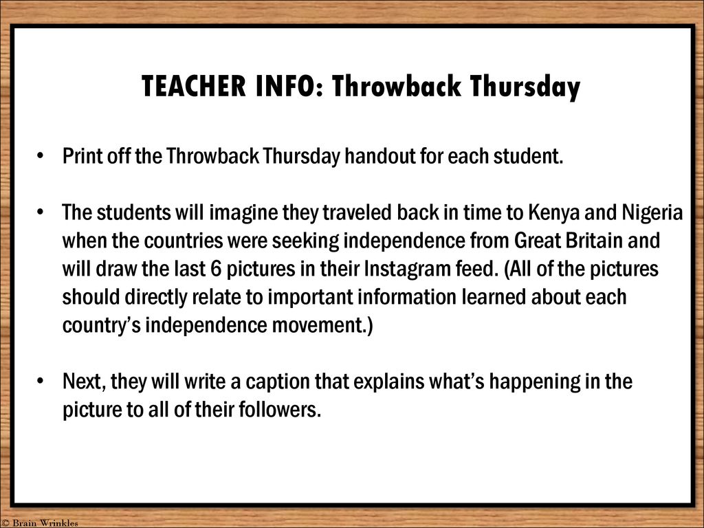 TEACHER INFO: Throwback Thursday