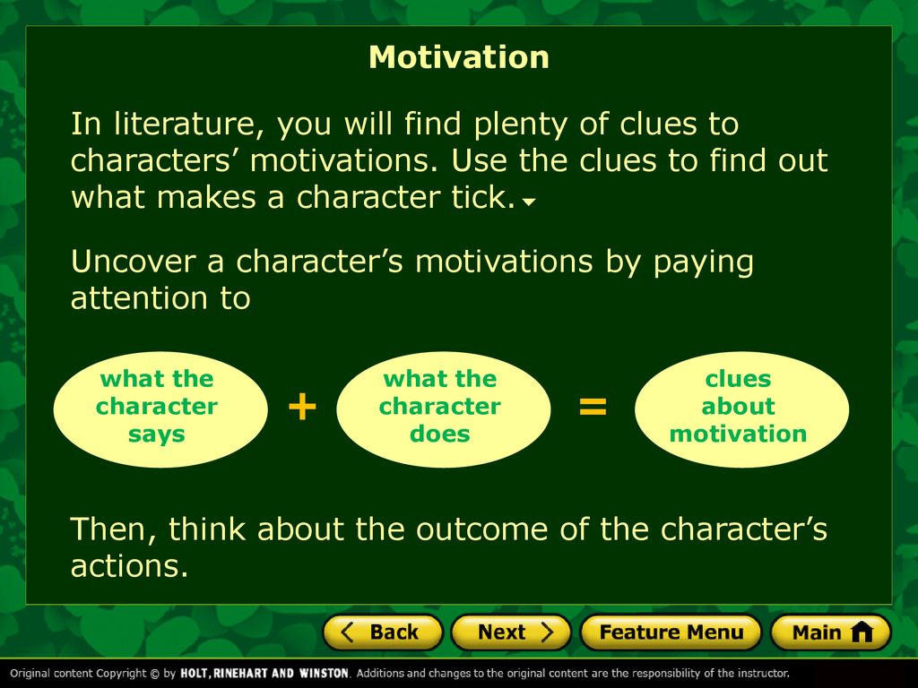 what the character says what the character does clues about motivation