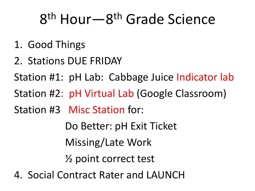 8th Hour—8th Grade Science