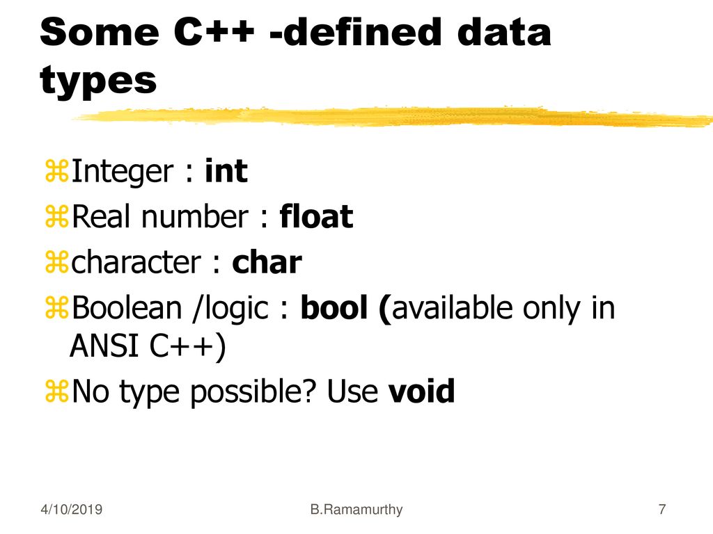 Some C++ -defined data types