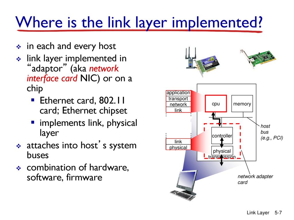 Where is the link layer implemented
