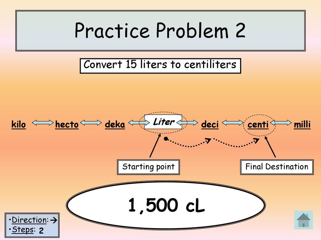 Practice Problem 2 1,500 cL L cL