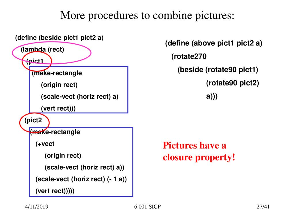 More procedures to combine pictures: