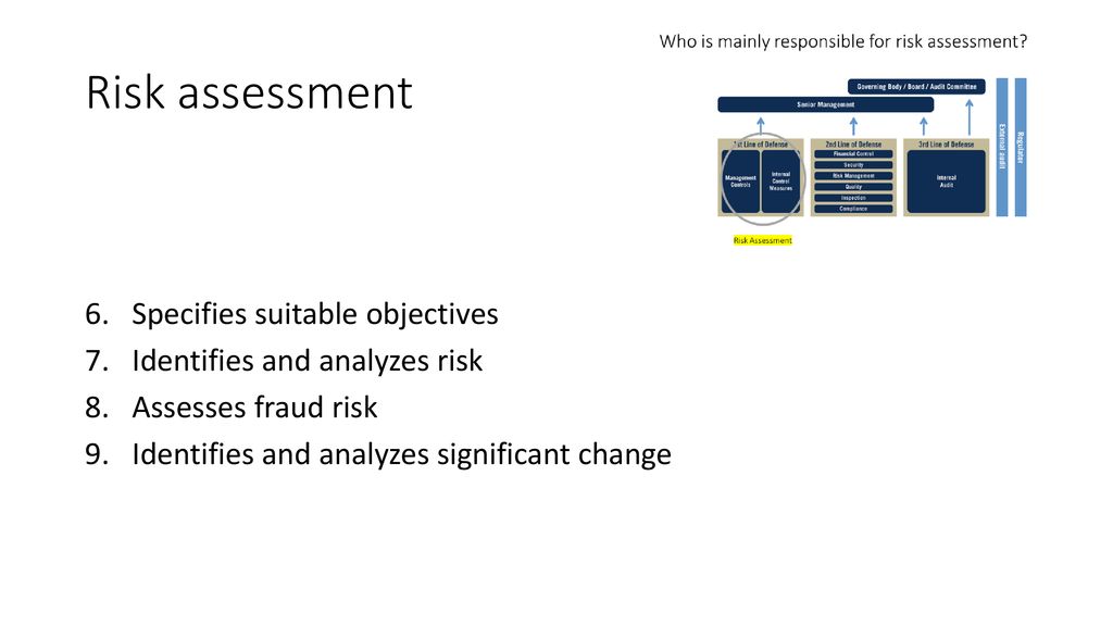 Risk assessment Specifies suitable objectives