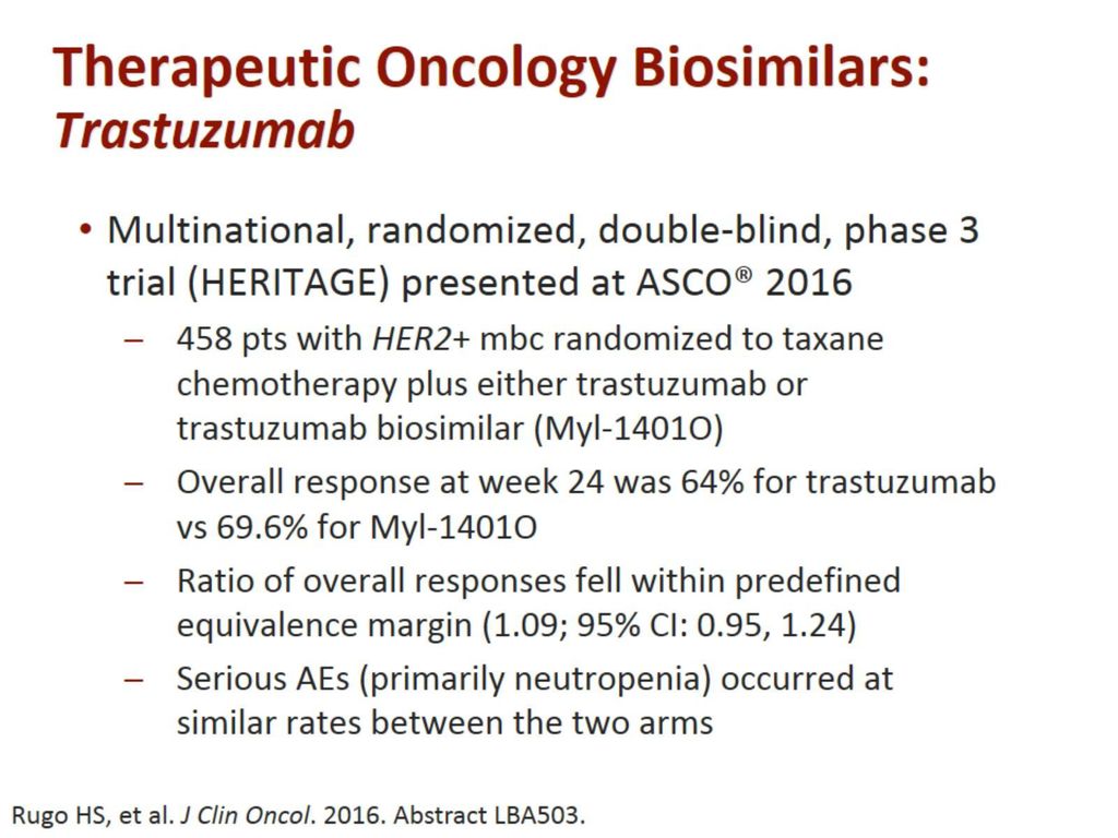 Therapeutic Oncology Biosimilars: Trastuzumab