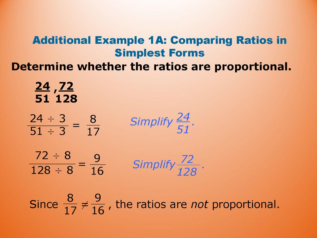 Convert the ratio 6 : 24 is simplest form.