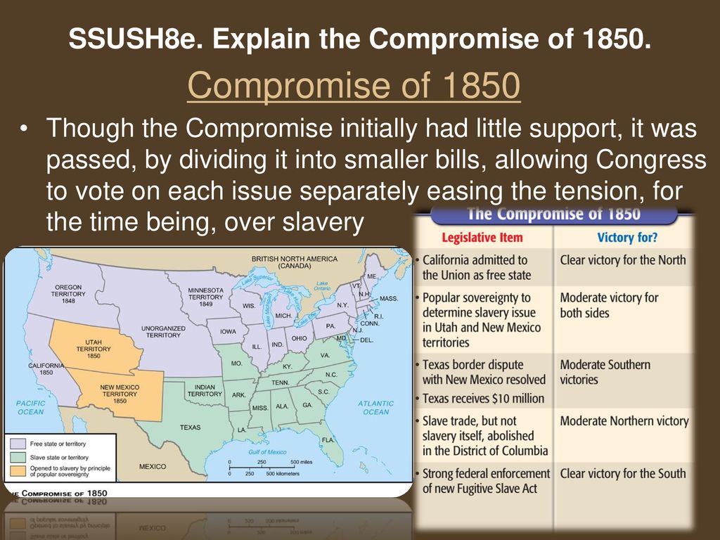 SSUSH8e. Explain the Compromise of 1850.