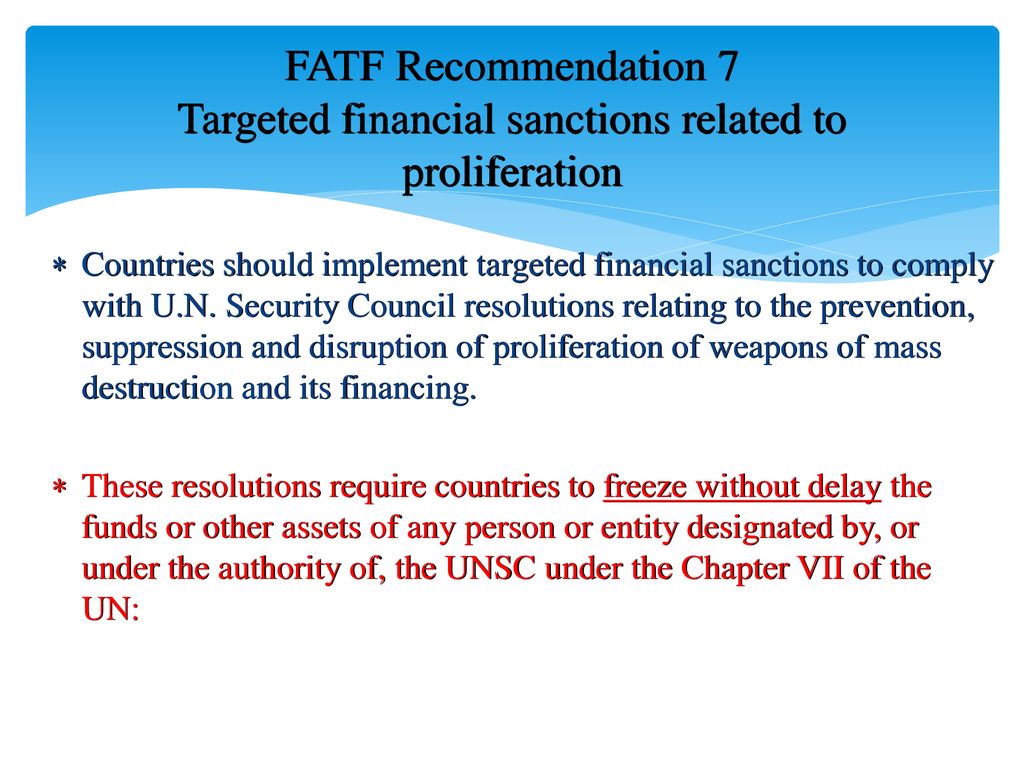 United Nations Security Council Resolutions (UNSCR’s) & CFT ...