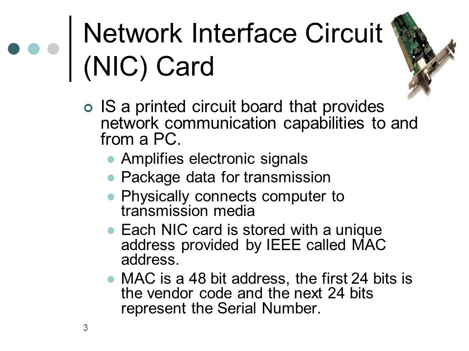 Network Interface Circuit (NIC) Card