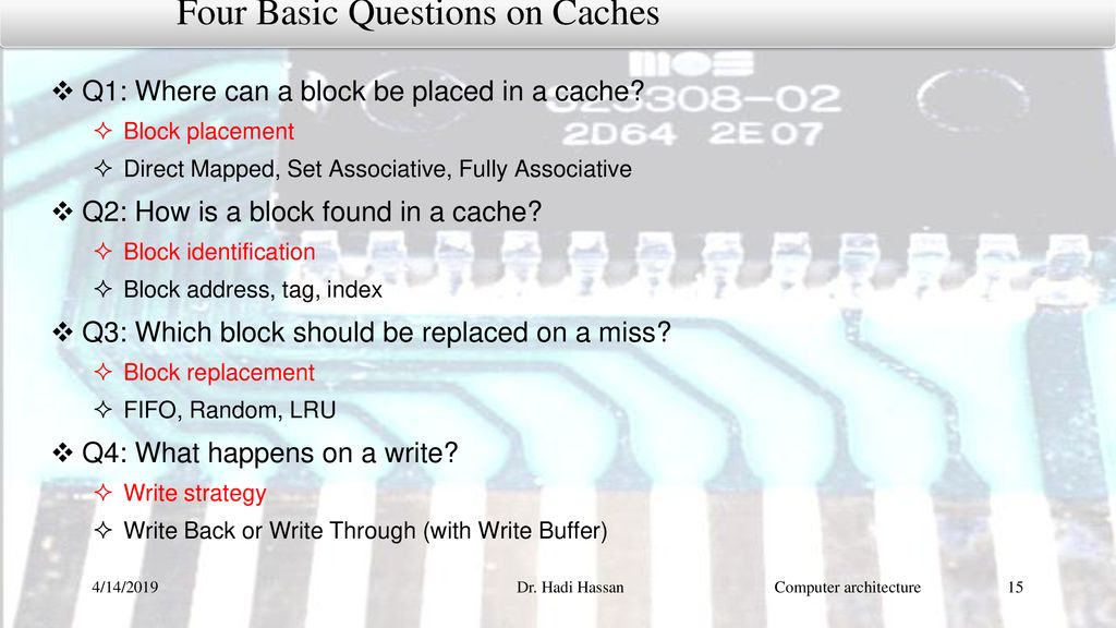 Four Basic Questions on Caches