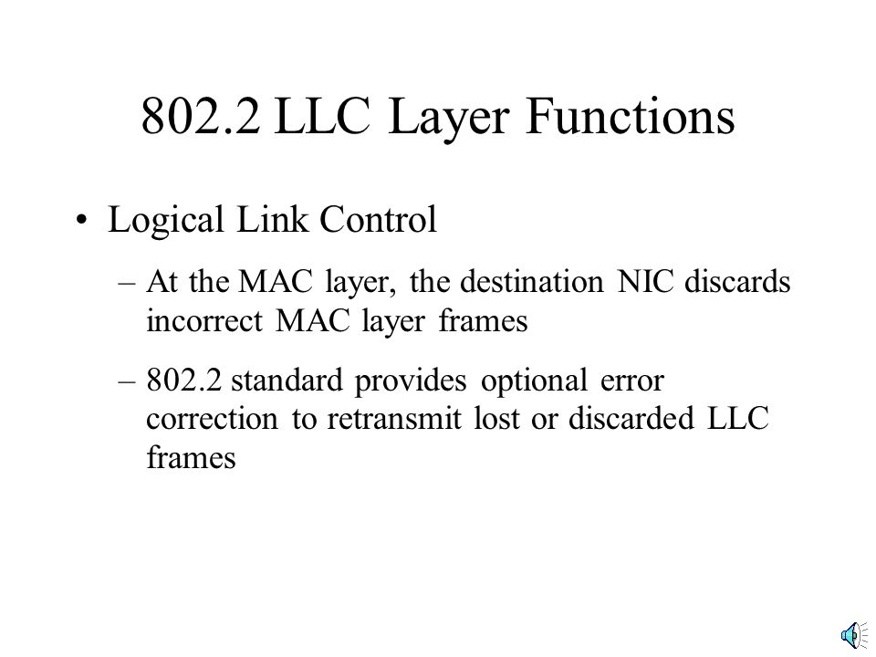 802.2 LLC Layer Functions Logical Link Control