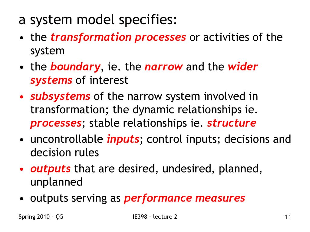 a system model specifies: