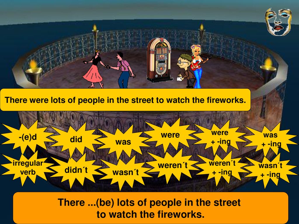 There ...(be) lots of people in the street to watch the fireworks.