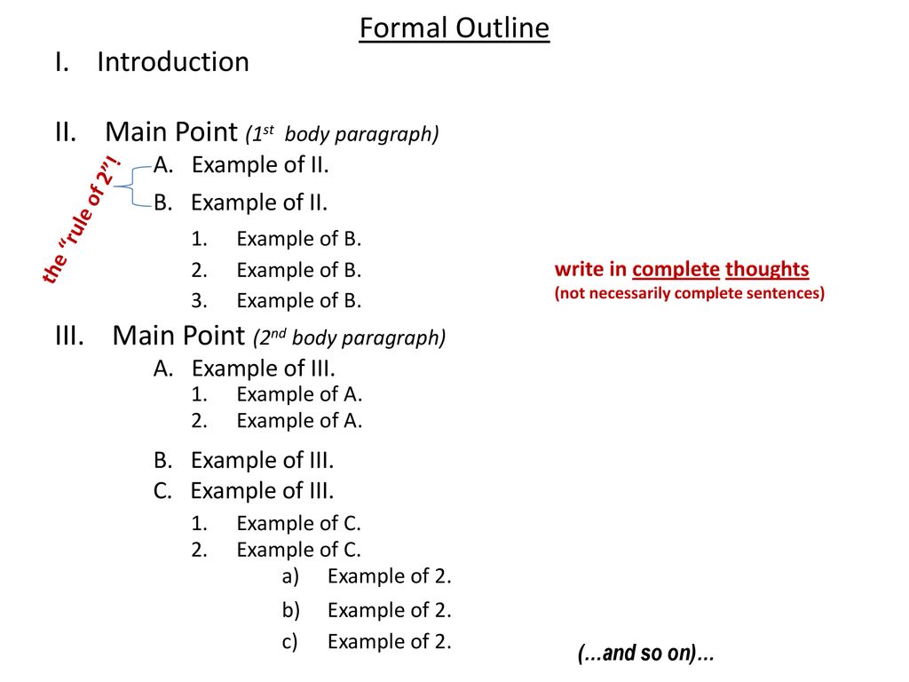 formal outline example