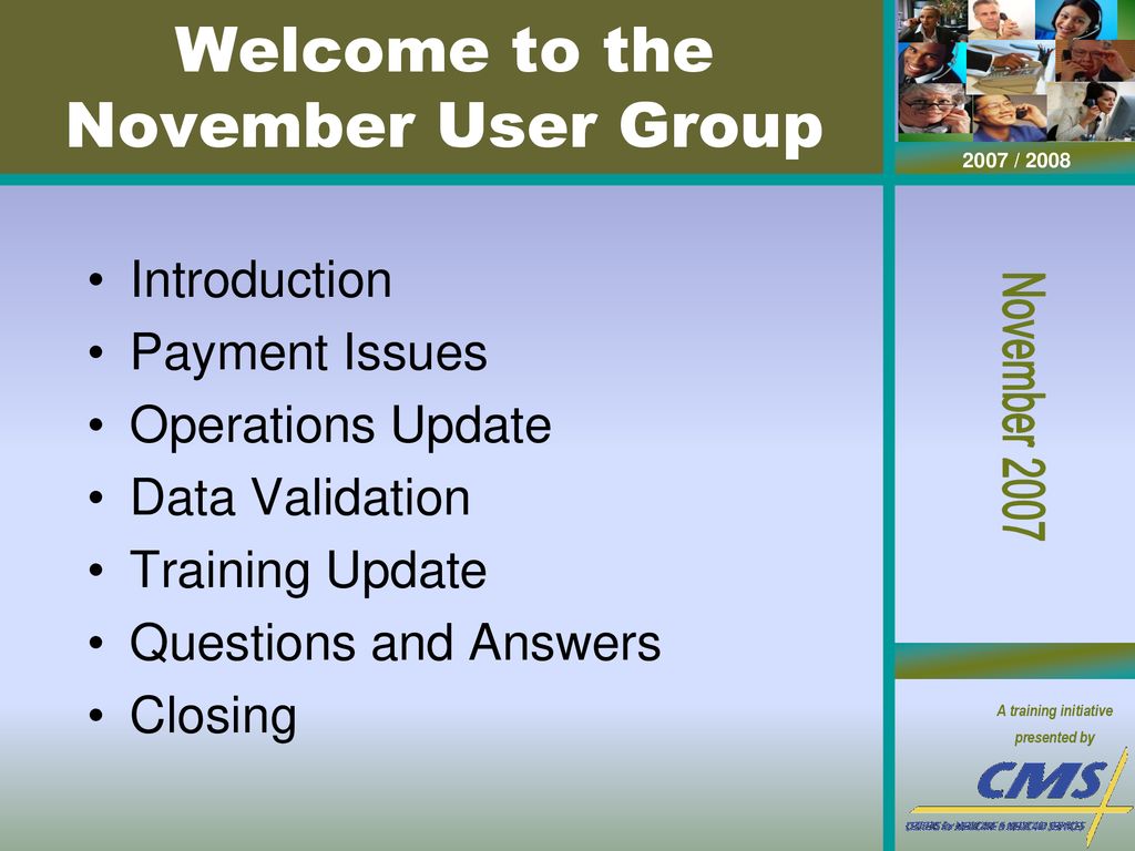 Welcome to the November User Group