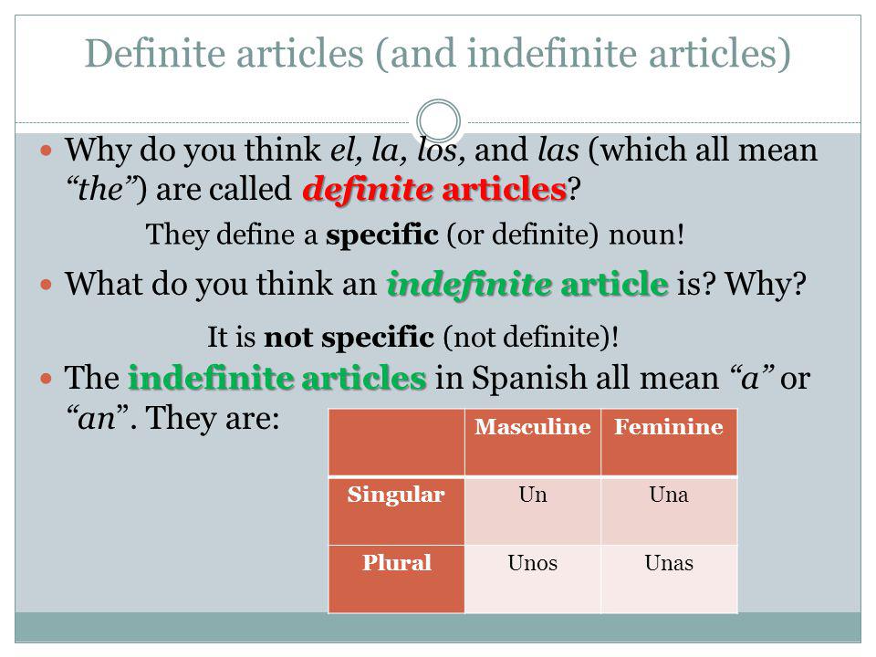 Definite articles (and indefinite articles)