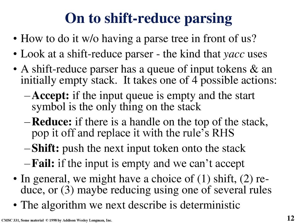 On to shift-reduce parsing