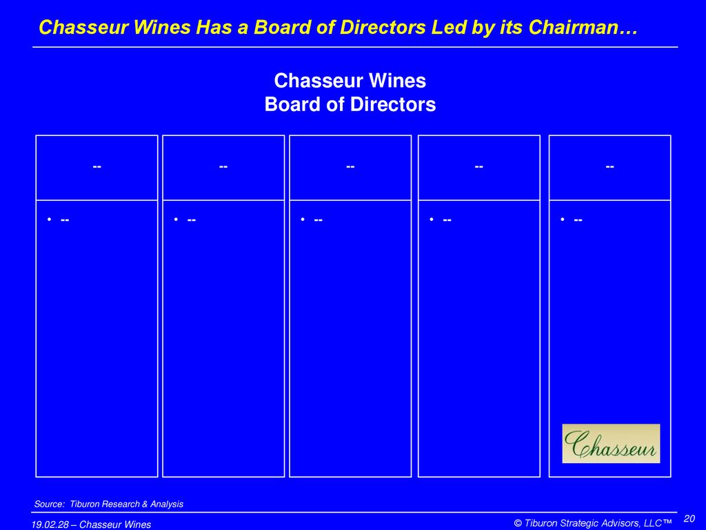 Chasseur Wines Has a Board of Directors Led by its Chairman…