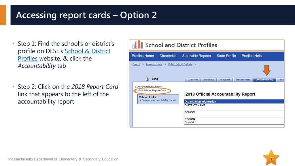 Accessing report cards – Option 2