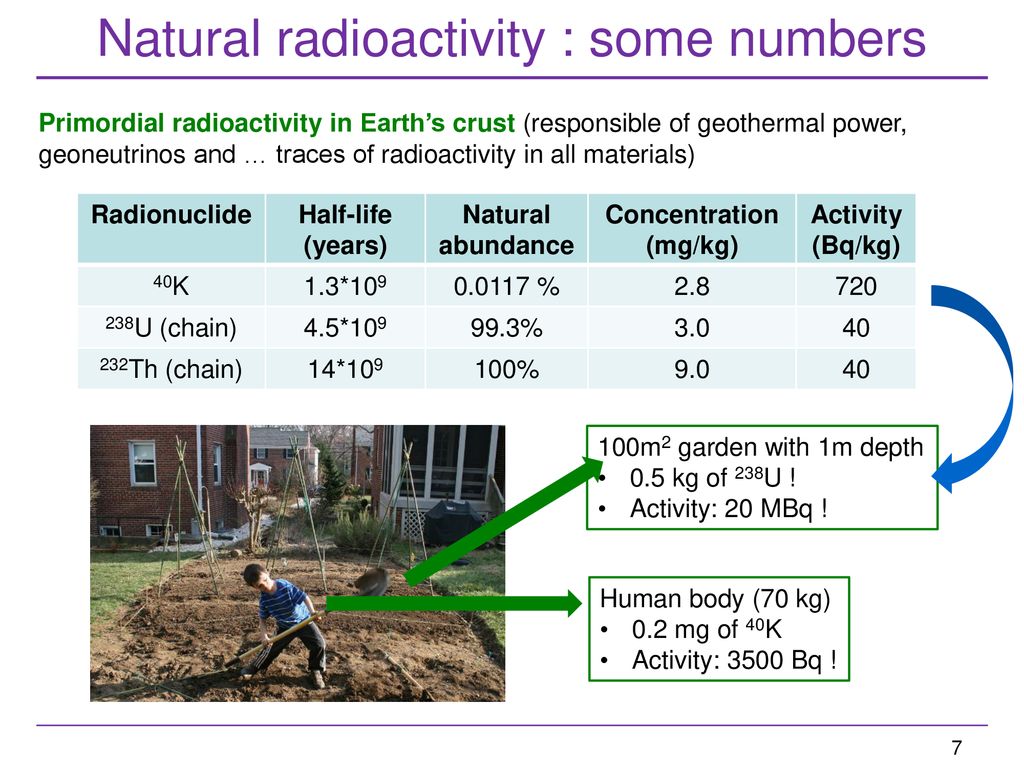 Natural radioactivity : some numbers