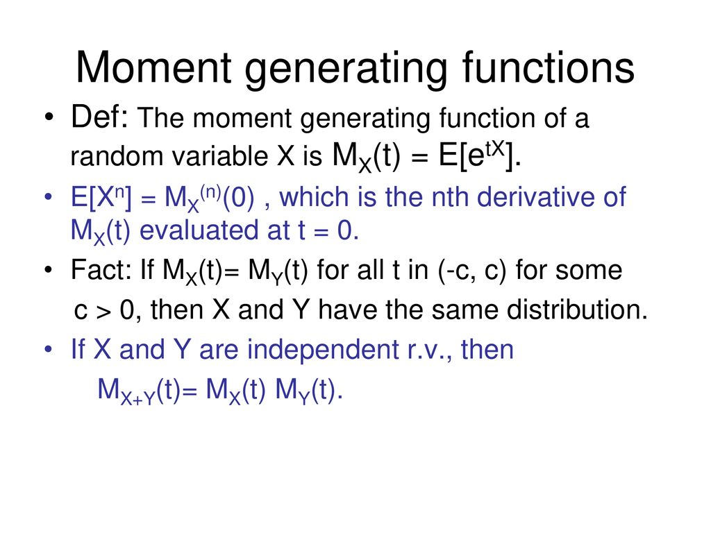 Chernoff Bounds The Chernoff Bound For A Random Variable X Is Ppt Download