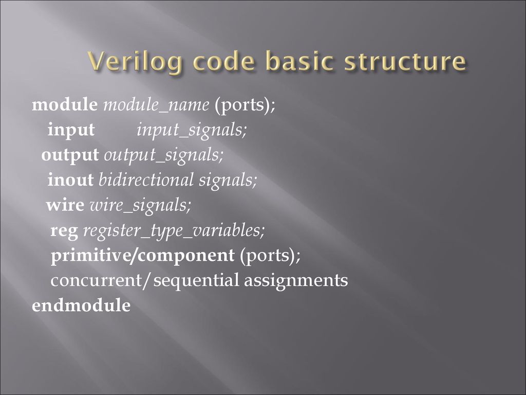 The Verilog Hardware Description Language Ppt Download