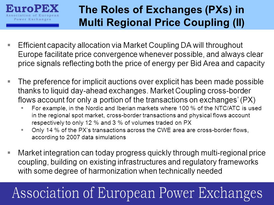 The Roles of Exchanges (PXs) in Multi Regional Price Coupling (II)