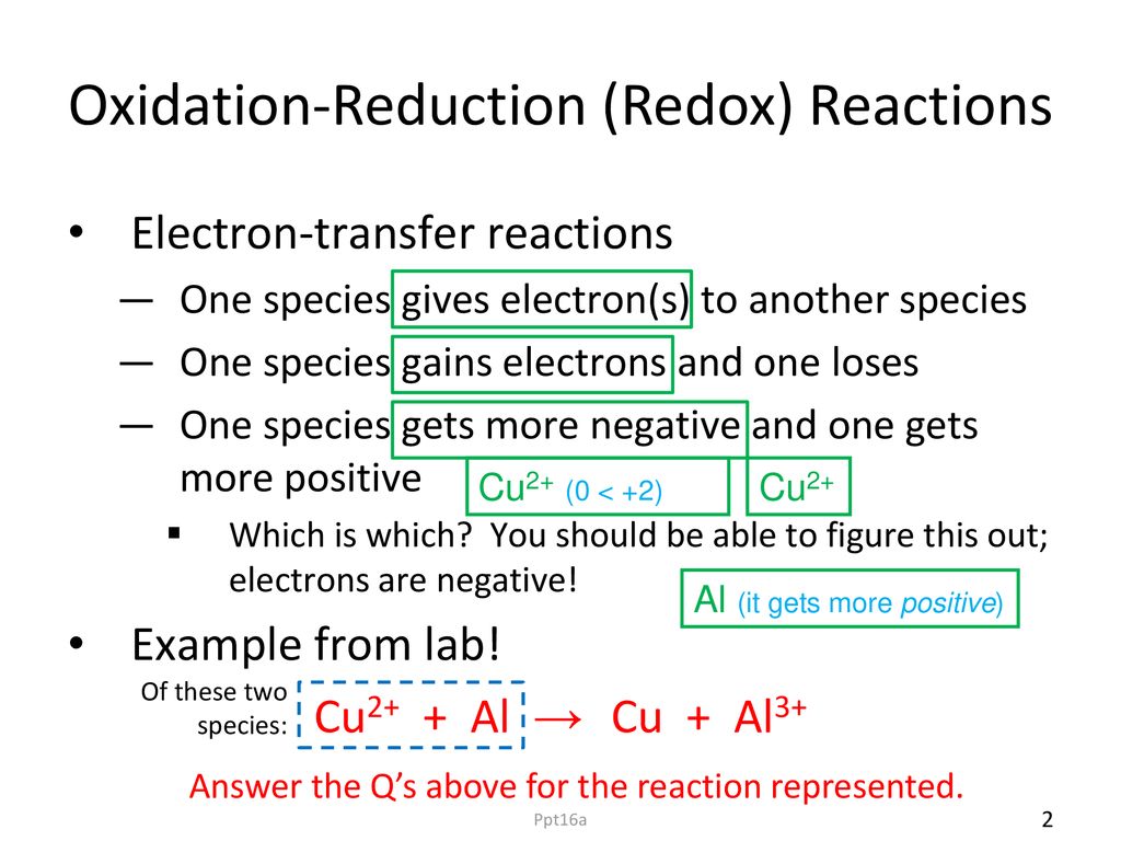 Ppt16a, Oxidation-reduction Reactions - Ppt Download