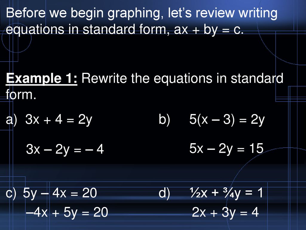 Graphing Linear Equations Ppt Download
