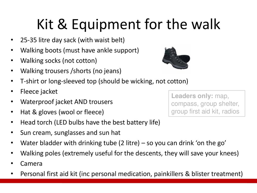 Kit & Equipment for the walk