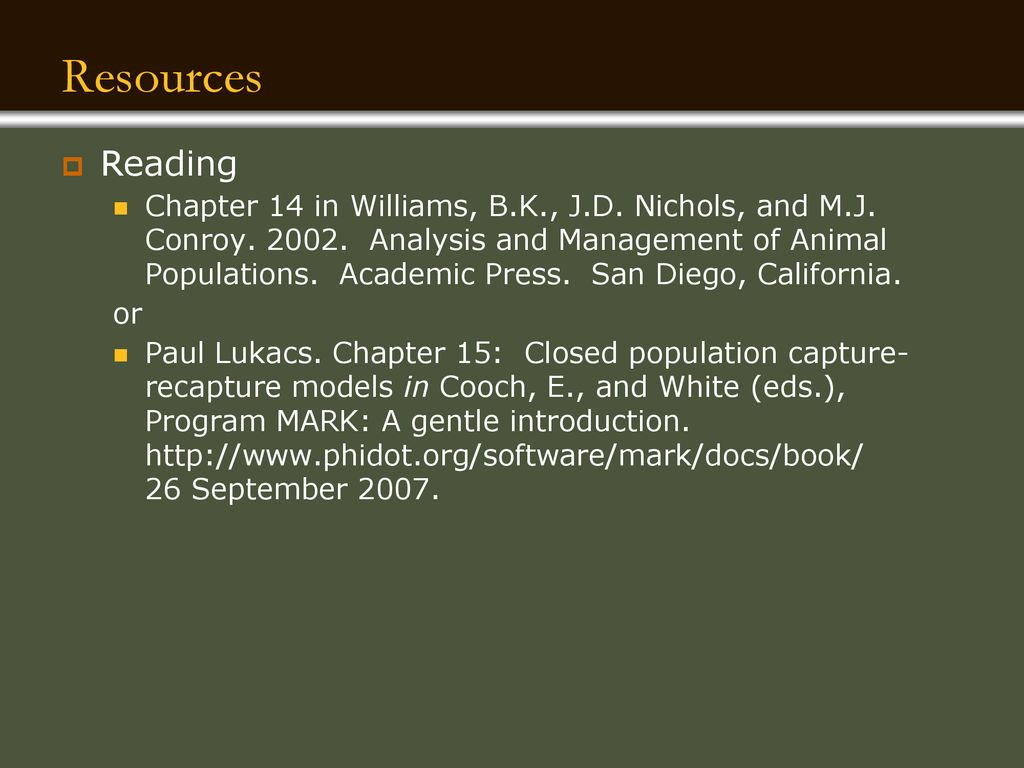 Analysis and Management of Animal Populations 