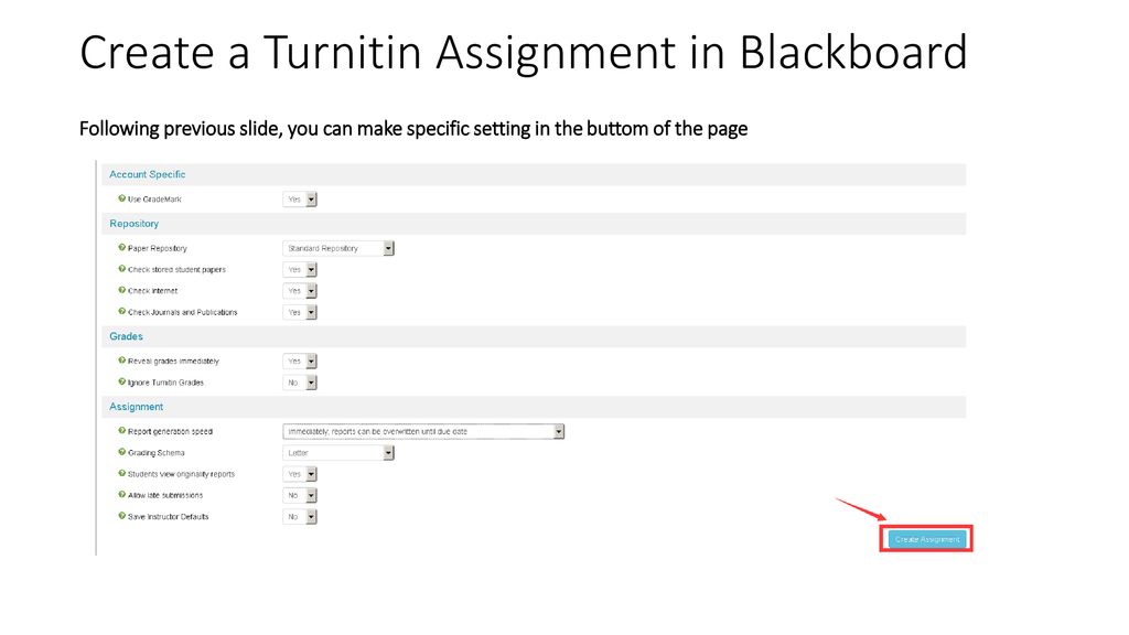 how to create a turnitin assignment on blackboard