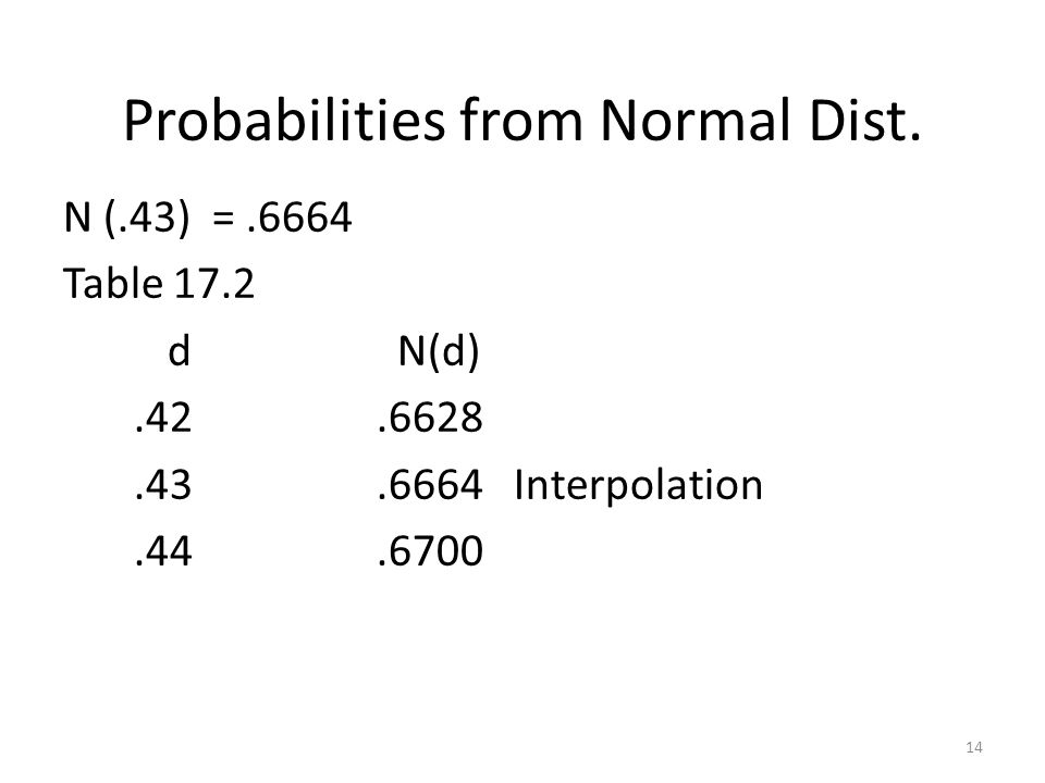Probabilities from Normal Dist.