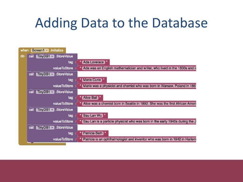 Adding Data to the Database