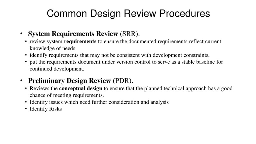 Common Design Review Procedures 